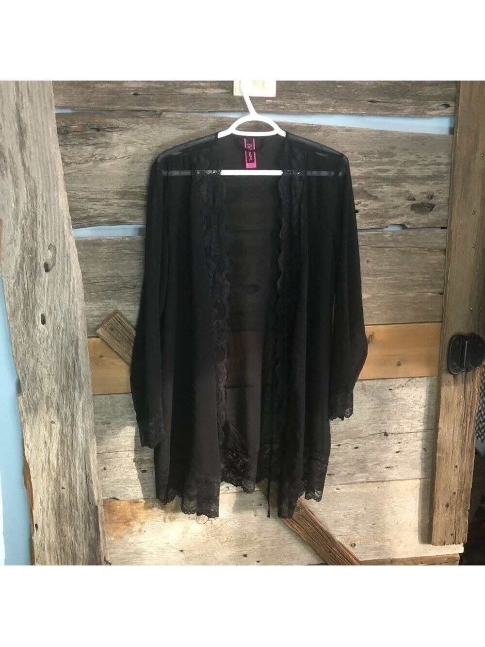 LA Senza Size S/M Black Lace Short Robe